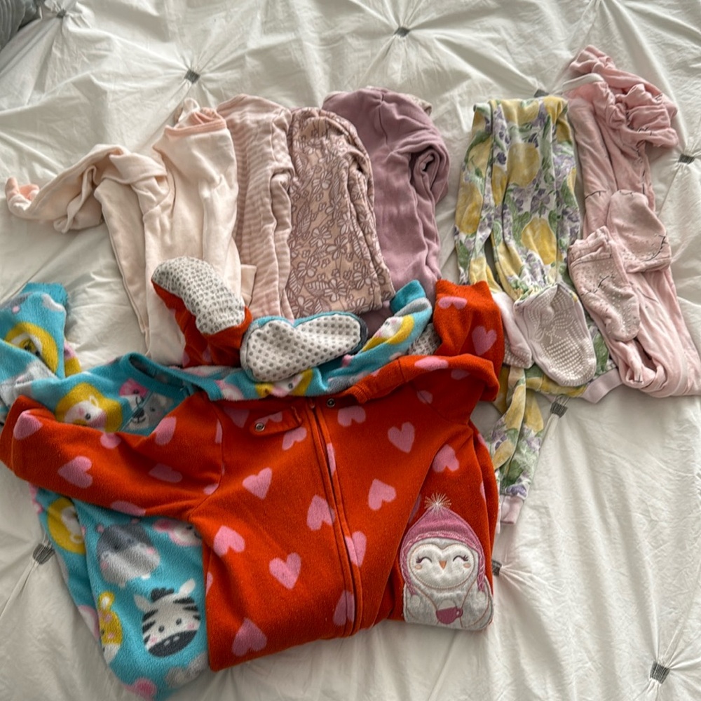 Girls 12-18 Months Footed Pajama Bundle - 8 pairs